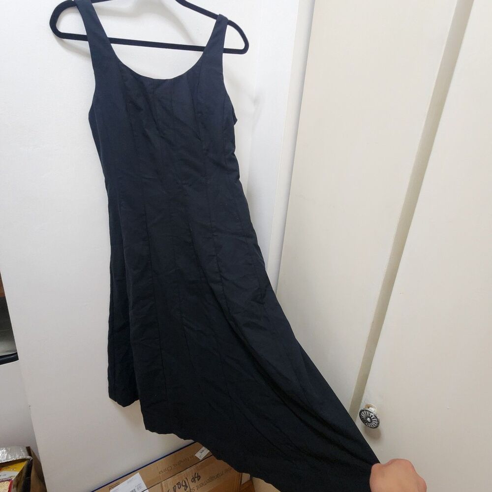 A New Day Black Scoop Neck corset Midi Dress ALine 90s minimalist nwt 4 timeless